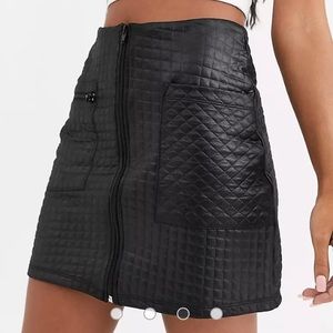 NWT ASOS leather look zip front mini skirt
